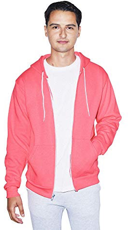 American Apparel Sweat à Capuche zippé et Manches Longues en Polaire Flexible Pull, Rose chiné Fluo, XL Homme