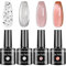 Senvenski Eggshell Gel Nail Polish, Silver Cat Eye Gel Polish, Nude Sheer Clear Pink Jelly Gel Polish Transparent Crystal Gift Set UV LED Art Varnish Kit (CS022)