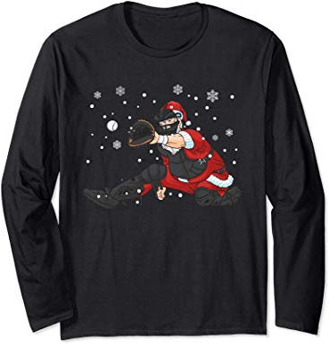 Weihnachtsmann Catcher Baseball Weihnachten Geschenk Langarmshirt