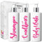 Print Maniacs 3 Set Mrs Hinch Inspired White Personalised Dispenser Pump Bottles Shampoo Conditioner Body Wash (Pink)