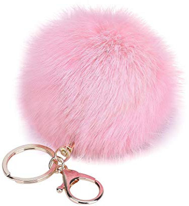 Un-brand Modischer Plüsch-Schlüsselanhänger, flauschiger Schlüsselanhänger, Pom-Pom-Schlüsselanhänger, Handtasche, Auto-Dekoration, Rosa, 8 cm, rose, 8 cm
