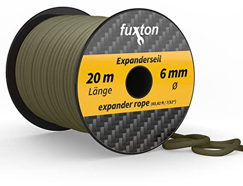 fuxton Gummiseil 6 mm 20 m Olive, elastisch (Expanderseil, Gummiband, Gummischnur, Gummileine, Gummikordel, Planenseil, Spannseil, Seil Plane)
