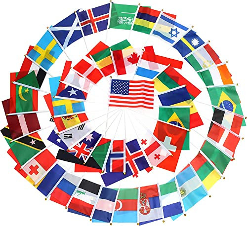 Länderfahnen, 100 Stück, Nationalflagge, kleine Flagge, Handgehalten, Mini-Flagge, WM, Qatar, Sportflagge