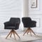 B&D home® Esszimmerstuhl Daisy drehbar – mit Armlehnen, 360° Drehfunktion, Webstoff in Anthrazit, Massivholzgestell, komfortabel gepolstert, modern skandinavisches Design