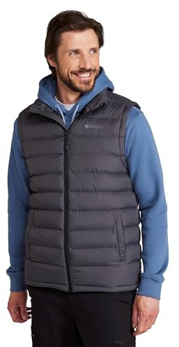 Mountain Warehouse Seasons Mens Padded Gilet - Water Resistant Gilet, Body Warmer, Lightweight Jacket, Easy to Store Coat - For Spring Summer Travelling, Walking Charcoal 2XL