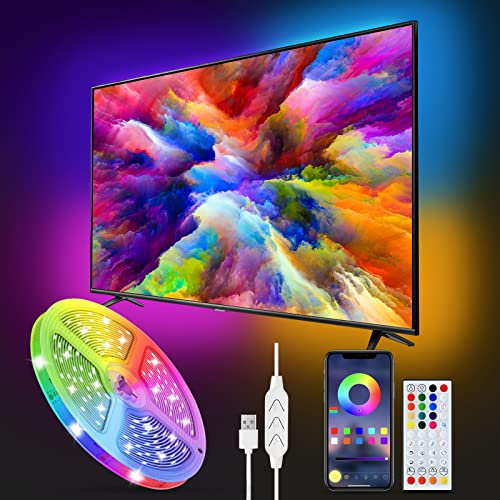 Seklin Led Strip Lights 5M Remote: USB Powered RGB Use IC Light Colour Changing and Music Sync Remote Bluetooth APP Control Dreamcolour Bright Color Lighting For Bedroom Room TV Backlight