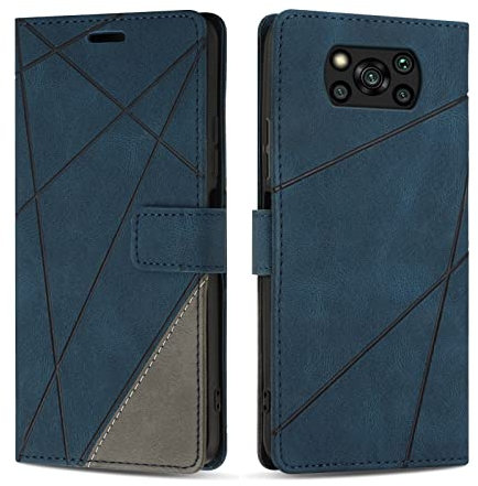 SONWO Etui Coque pour Xiaomi Poco X3 Pro/Poco X3 NFC, Protection Housse en Cuir PU Portefeuille Livre pour Xiaomi Poco X3 Pro/Poco X3 NFC, Emplacements Cartes, Fonction Support, Bleu