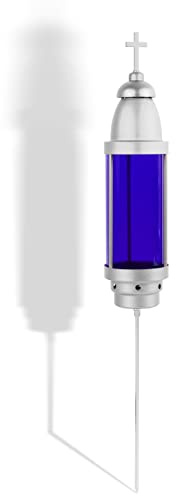OURMEMO Memorial Light,Blue Cemetery Light with Silver Dome, Grave Markers for Cemetery for Humans,Cemetery Candle Holder for Grave,Silver Blue