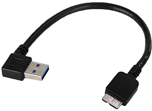Leeadwaey Câble de données USB 3.0 A coudé à 90° vers micro B pour disque dur externe Disque dur HDD Câble de données SSD Noir 20 cm