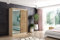 ALTDECOR Kleiderschrank mit Spiegel und Schiebetüren, kugelgelagerte Führungsschienen und Aluminium-Leisten - VILAN - 150 cm Sonoma Eiche + Sonoma Eiche + Lamelle Eiche Wotan + Spiegel