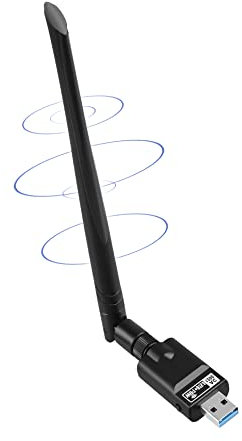 Dongle WiFi 1300 Mbps, Adaptateur WiFi avec émetteur Récepteur Bluetooth 5.0 802.11 AC Double Bande 5 GHz/2,4 GHz USB 3.0 Haut Gain Antenne Réseau sans Fil Adaptateur Supporter Windows Mac Linux