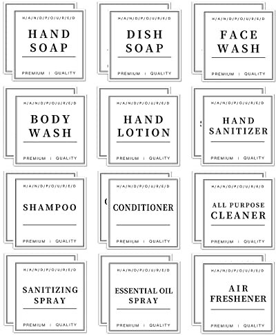 XIXKOLYU® Lot de 24 Étiquettes Blanches Imperméables pour Bouteilles, Distributeurs de Shampooing et d'Après-Shampoing, Autocollantes pour Savon à Main de Salle de Bain