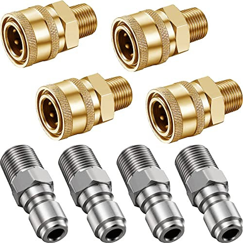 4 Paar NPT 1/4 Zoll Hochdruckreiniger Kupplungen Schnellverbinder Schlauchverbinder Außengewinde Schnellverbinder Fittings Hochdruckreiniger Adapter Hochdruckreiniger Armaturen Außengewinde