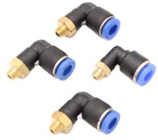 Lot de 4 raccords pneumatiques coudés 90° M6 vers 6 mm IQS pour raccord d'air comprimé Push In (M6-6 mm)