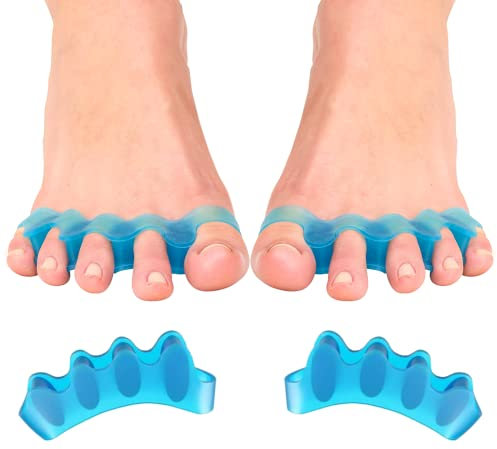 Toe Spacers(1 Pair), Gel Toe Separators to Correct Toes, Bunion Corrector for Women Men Toe Spacer Hammer Toe Straightener Toe Stretcher Big Toe Separators (Blue)