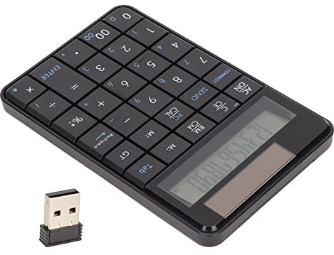 Dioche Nummernblock mit Taschenrechner 2,4-GHz-Wireless 29 Tasten Ergonomisches Design