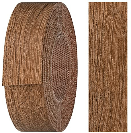 haggiy Kantenumleimer aus Melamin mit Schmelzkleber, 21 mm x 5 m | Umleimer zum Aufbügeln f. Regalbretter & Platten | Kantenband - Dekor: Eiche Lefkas dunkel