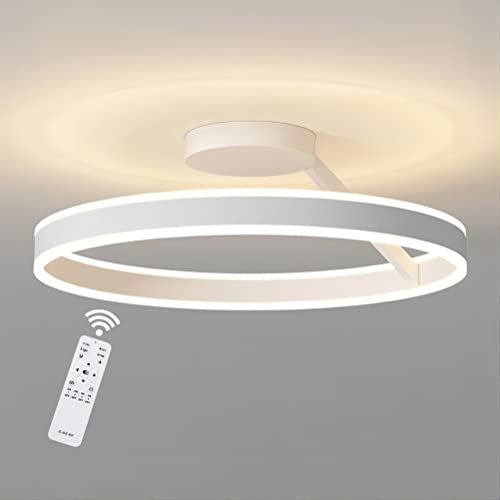 Modern Deckenlampe 56W Dimmbar LED Deckenleuchte Wohnzimmer Weiß Wohnzimmerlampe Schlafzimmerlampe Ringen Deckenbeleuchtung Lampen für Schlafzimmer Arbeitszimmer Küchen Restaurant Esszimmer, 50CM