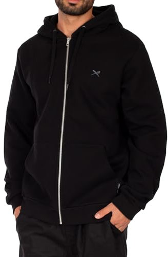 IRIEDAILY Herren Hoodie MINI Flag 2 Zip Bio-Baumwolle Regular Fit Uni Black