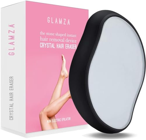 Glamza Crystal Hair Eraser Stone | Removedor de pelo de cristal mágico rápido y eficaz para mujeres y hombres (rosa)