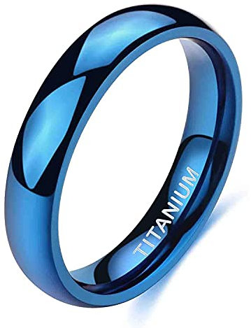 Zakk Ringe Herren Damen Titan Blau Schmal Vorsteckring Poliert Verlobungsring Ehering Partnerringe Trauringe 2mm 4mm (4mm, 54 (17.2))