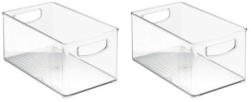 iDesign Cabinet/Kitchen Binz Aufbewahrungsbox, mittelgroßer & tiefer Küchen Organizer aus Kunststoff, durchsichtig, 25,4 cm x 15,2 cm x 12,7 cm (Packung mit 2)