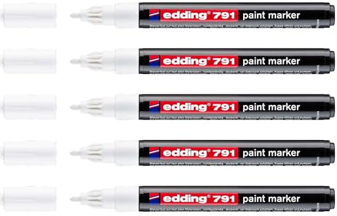 Edding Permanent-Marker 791, Weiß, Rundspitze, 1-2 mm, 5 Stück