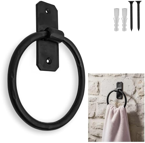 Mystic Colonial Cast Iron Towel Bar Rustic Wall Mounted Metal Rack for Bathroom, Kitchen, or Entryway, Black Heavy-Duty Towel Holder (6.25, Rustic Victorian Wall Mounted)