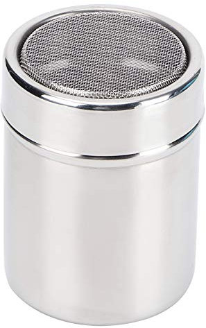 Puderzuckerstreuer mit Deckel, Edelstahl Kakaostreuer mit Löchern Gewürzflasche Staubzuckerstreuer Mehlstreuer für Schokolade, Puderzucker, Zucker, Salz, Kakao, Mehl, Kaffee
