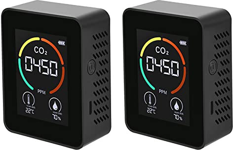 Heozlion 2X Air Monitor CO2 Carbon Dioxide Detector Air Quality Temperature Humidity Monitor Quick Measuring Meter for CO2, Black