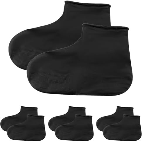 3 Paar Schuhüberzieher Wasserdicht, Wiederverwendbare Silikon Überschuhe, Unisex Schuh Überzieher Regen, Rutschfeste Schuhüberzieher, Überschuhe für Regen Schneetag Schlammige Straßen, Schwarz, M