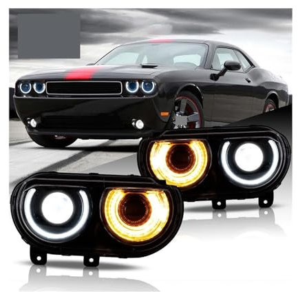 Auto Styling Paar Auto Scheinwerfer Montage Kompatibel for Dodge Challenger 2008-2014 LED Kopf Lampe Auto Tuning Licht teile Stecker Und Spielen