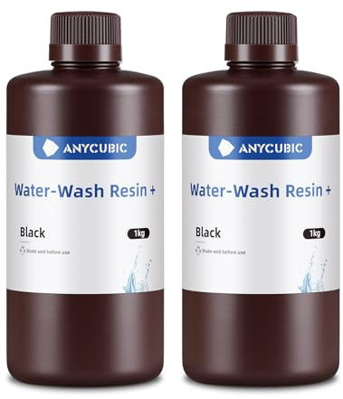 ANYCUBIC Water Wash Resin 2.0, Resina 3D de Curado UV de Alta Precisión, Bajo Olor, Resina para Impresoras 3D 4K/6K/8K LCD/DLP (Negro, 2000g)