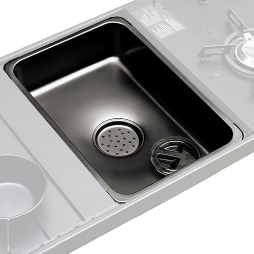 Evember Fregadero de Camping – Fregadero de Cocina pequeño de Acero Inoxidable, con tapón de Drenaje para lavandería, Picnic, Viajes al Aire Libre, Barbacoa,