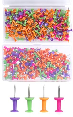 400 Stück Reißzwecken Reißnägel Pinnadeln Bunt, Reisszwecken Heftzwecken Reissnägel in 5 Farben, Pinnwand Nadeln Push Pins für Pinnwand, Pinnwandnadeln Korktafel Büro Schule Zuhause DIY