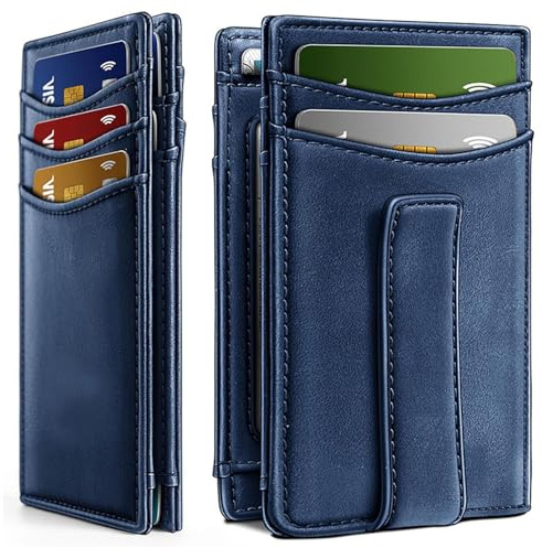 osiuujkw Cartera RFID con Tarjetero simplificado y Clip para Billetes. Cartera de Cuero fácil de Usar con Tarjetero y Clip para Billetes, D