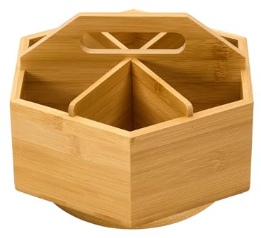 MEEDEN Bamboo Rotating Art Supply Desk Organizer: Pen & Pencil Holder for Desk- Desktop Storage for Markers, Colored Pencils, Crayons, Paint Brushes, Office School Classroom