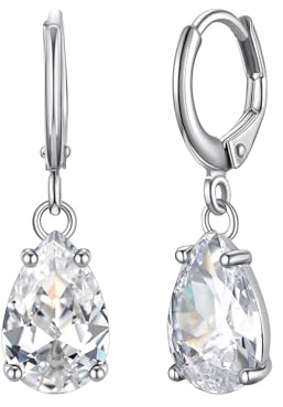 Bestyle Ohrringe Silber 925 Hängend, Sterlingsilber Ohrringe Damen 925 mit Birnenförmig Geburtsstein, Zirkonia Hängeohrringe Geschenk für Damen Frauen Freundin Mama