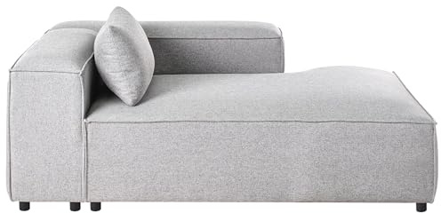 Beliani Modern Left Hand Chaise Lounge Fabric Upholstery Grey Brande
