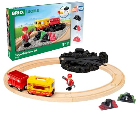 BRIO World Cargo Gemstone Starter Set Travel Toy Train Set for Kids Age 3 Years Up - Wooden Toddler Toys & Games