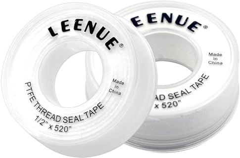 LEENUE Teflonband Gewindedichtband, Dichtband Wasserleitung, 2 Pack | Teflon Tape, Dichtungsband Wasserdicht zum Verhindern von Lecks in Rohren, Duschköpfen und Abwasserkanälen, 12mm x 13m, Weiß
