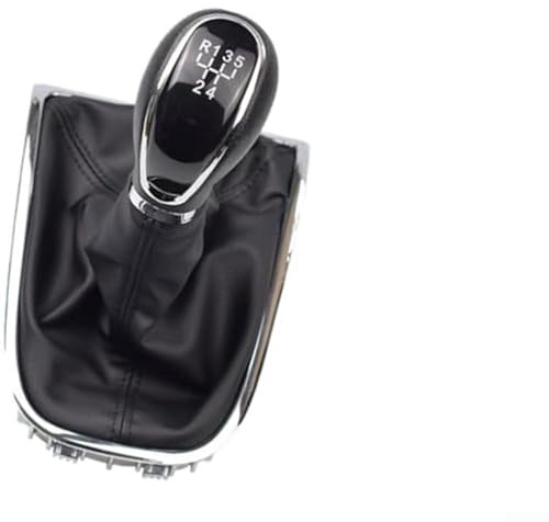 FUANA Pomo de palanca de cambios con funda para maletero, 5 velocidades, compatible con Opel ASTRA, cuero negro