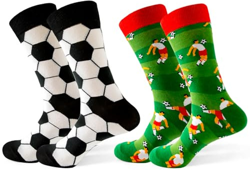 RAOPNHS Lot de 2 paires de chaussettes amusantes - Article de fan de la Coupe du Monde 2026 et cadeaux amusants pour hommes - Chaussettes de football en coton EU 39-45 - Chaussettes de football pour