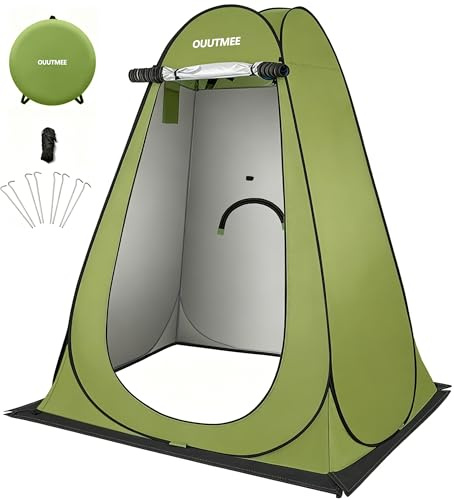OUUTMEE Duschzelt, Camping Toilettenzelt, Tragbarer Pop Up Umkleideraum | Mobiler Strandumkleidezelt, Outdoor WC Zelt, UV-Schutz, Wasserabweisend Umkleidezelt für Wandern, (Schwarz/Blau/Grün/Orange)