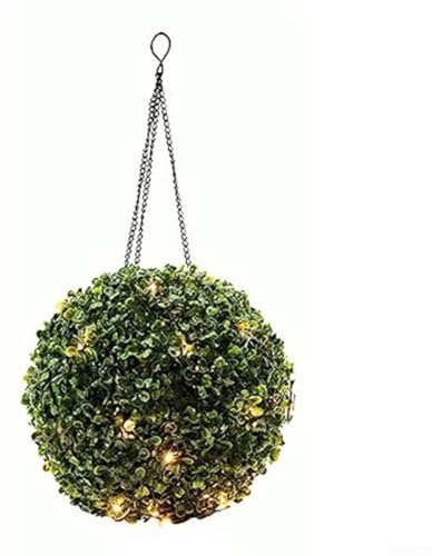 Solar-Deko-Lichter, kugelförmig, betrieben für Gärten, Hochzeiten, 20/25 cm, künstlicher Buchsbaum, LED, für den Außenbereich, Balkon, 16 cm, Warmweiß