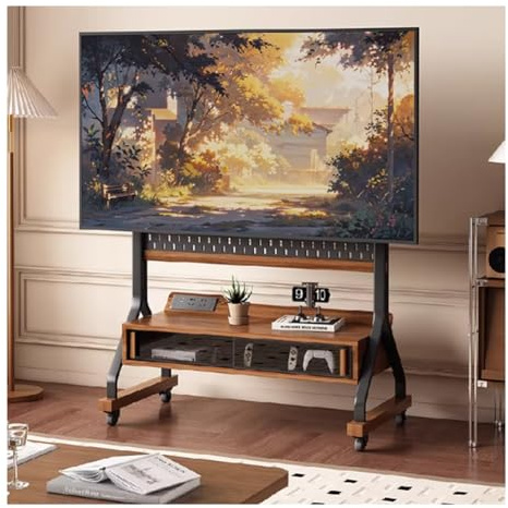 GRRICEPL Support TV Mobile Sur Roulettes, Support TV Portable Et Robuste À Hauteur Réglable, pour Téléviseurs LED/LCD/OLED Plats Ou Incurvés De 40 À 85 Pouces