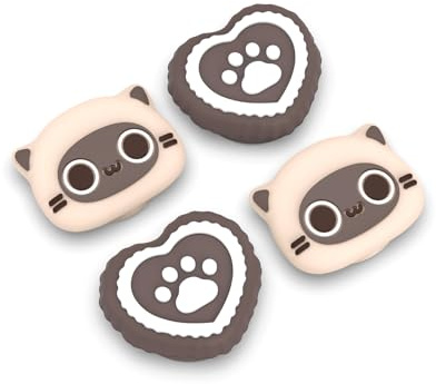 IINE Cute Silicone Thumb Grip Caps for Switch 2/ Switch 2 Pro / PS5 Controller, Joystick Caps, Thumbstick Covers, Cat, Analogue Stick Caps, Non-Slip (Siamese Cat (4pcs))