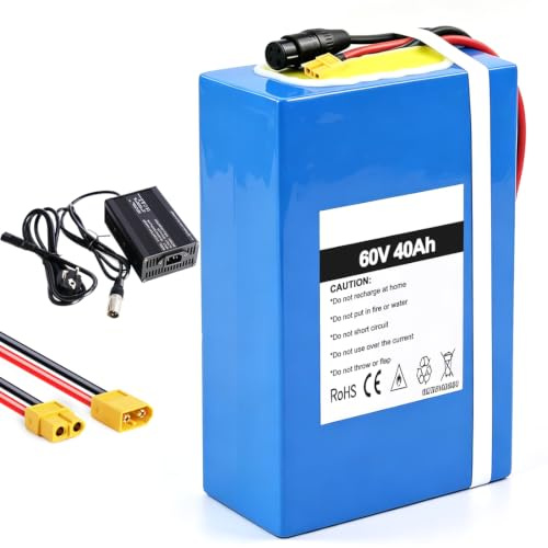 Batterie au Lithium 60 V 40 Ah pour vélo électrique 1000W 2000w 2500w | Batterie avec un chargeur rapide 4A pour trottinette électrique tricycle électrique fauteuil roulant électrique