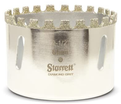 Starrett Diamond Grit Hole Saw - D0212 Ceramic and Tile Drill Cutter - For Brick Glass Marble Slate Stone Porcelain - 64mm (2.1/2 inch)