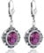 Vintage Ohrringe Silber Kristall Bordeaux Amethyst Damen Ohrhänger NOBEL SCHMUCK